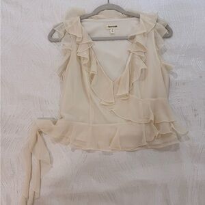 Open Edit Cream Ruffle Blouse